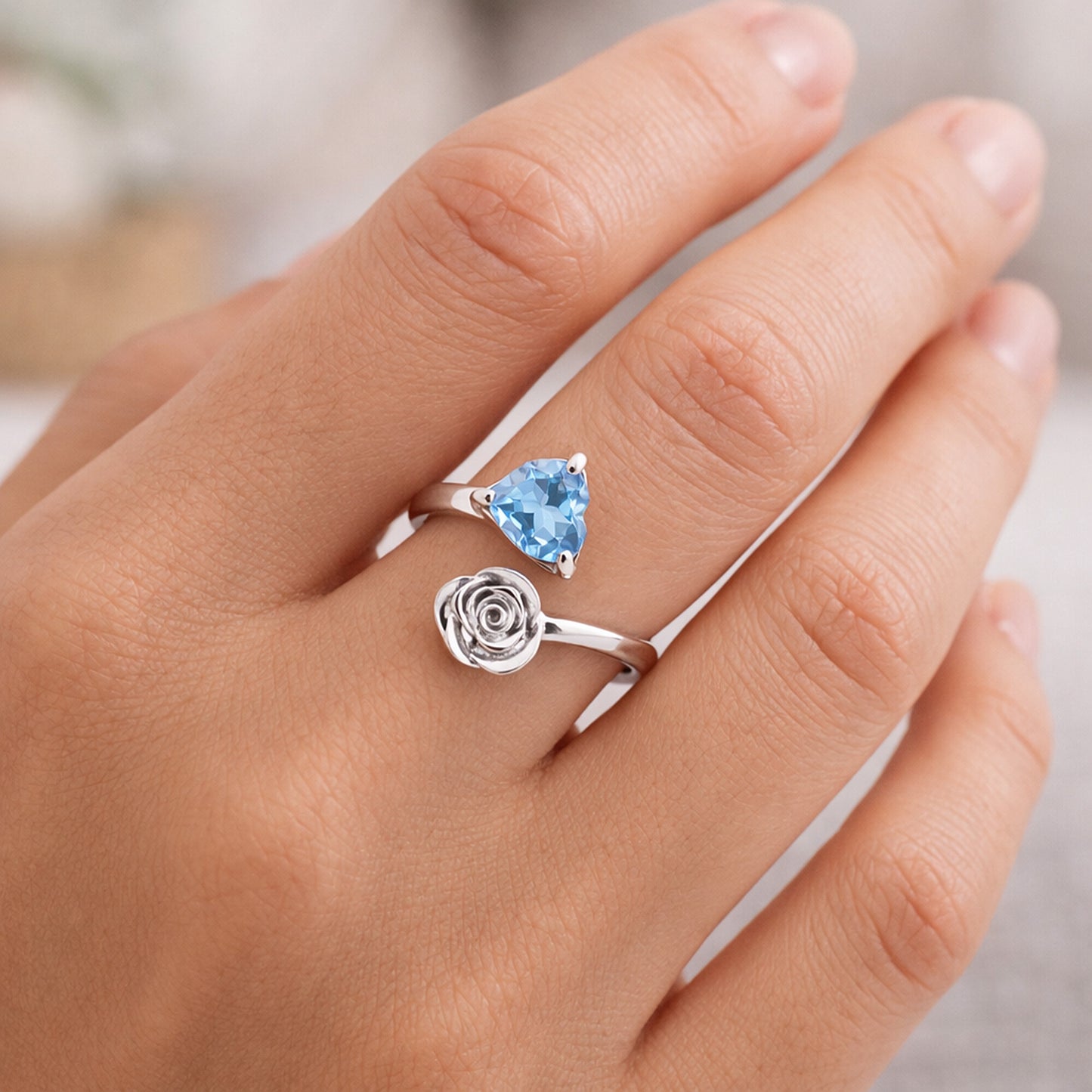 Trillion Aquamarine Blue Cut Solitaire Ring 1.50 Ct. 925 Sterling Silver Gift fo