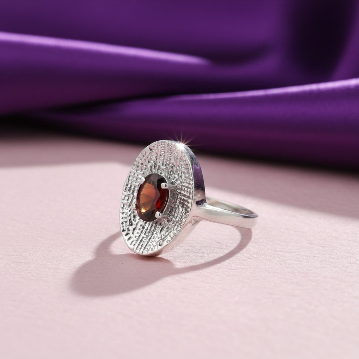 Red Garnet Oval Ring 2.00 Ct. 925 Sterling Silver Stackable Eternity Band Gift