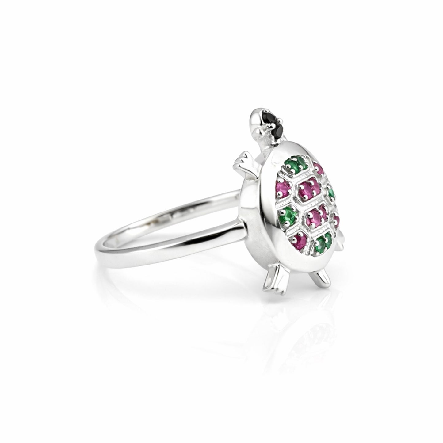 Emerald & Ruby Round Solitaire Ring 1.20 Ct. 925 Sterling Silver Anniversary Fin