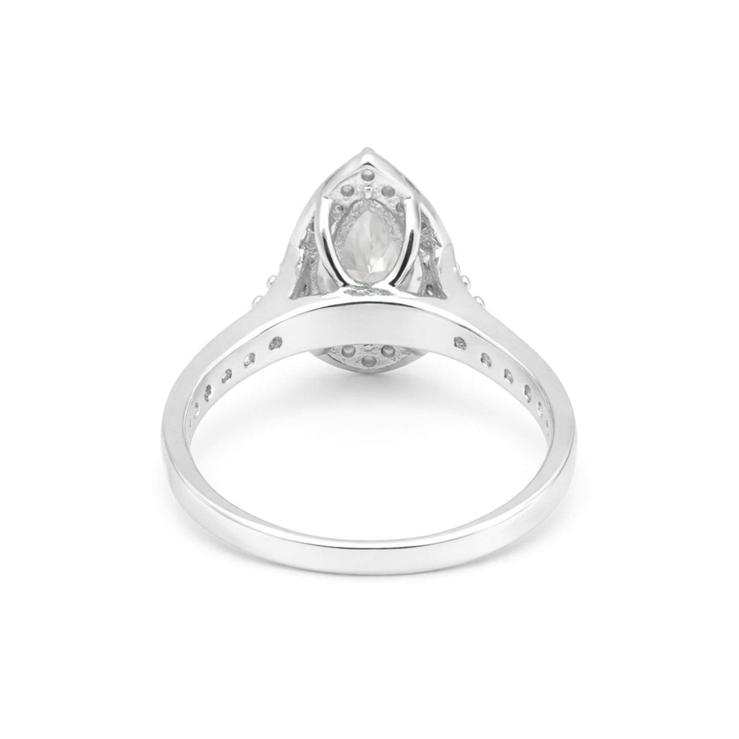 2.45 Ct. White Moissanite Ring Pear Cut 925 Sterling Silver Eternity Band Fine G