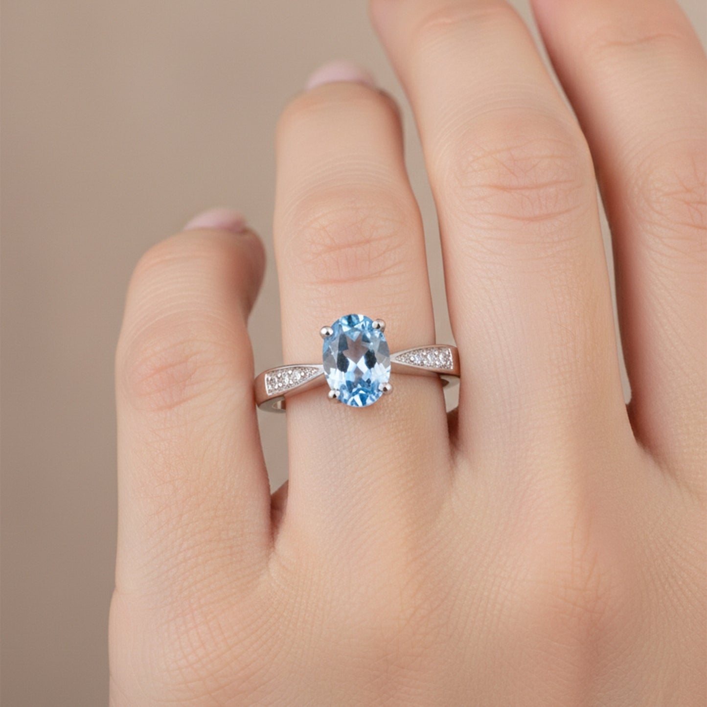 1.95 Ct. Aquamarine Oval Solitaire Ring 925 Sterling Silver Anniversary Fine Jew