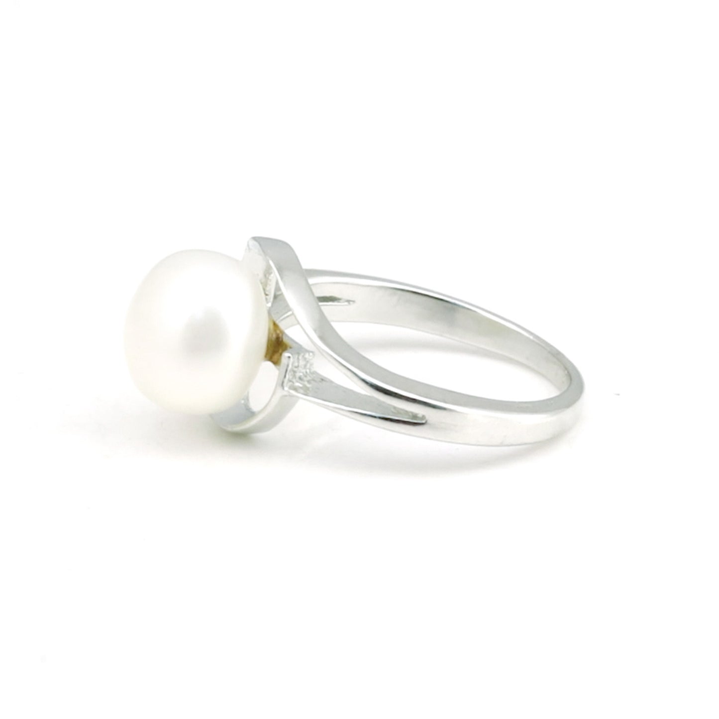 White Pearl Solitaire Ring 4.50 Ct. Round Cut 925 Sterling Silver Stackable Band