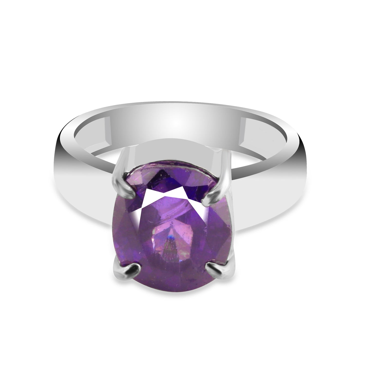 3.80 Ct. Amethyst Oval Solitaire Ring 925 Sterling Silver Birthday Fine Jewelry