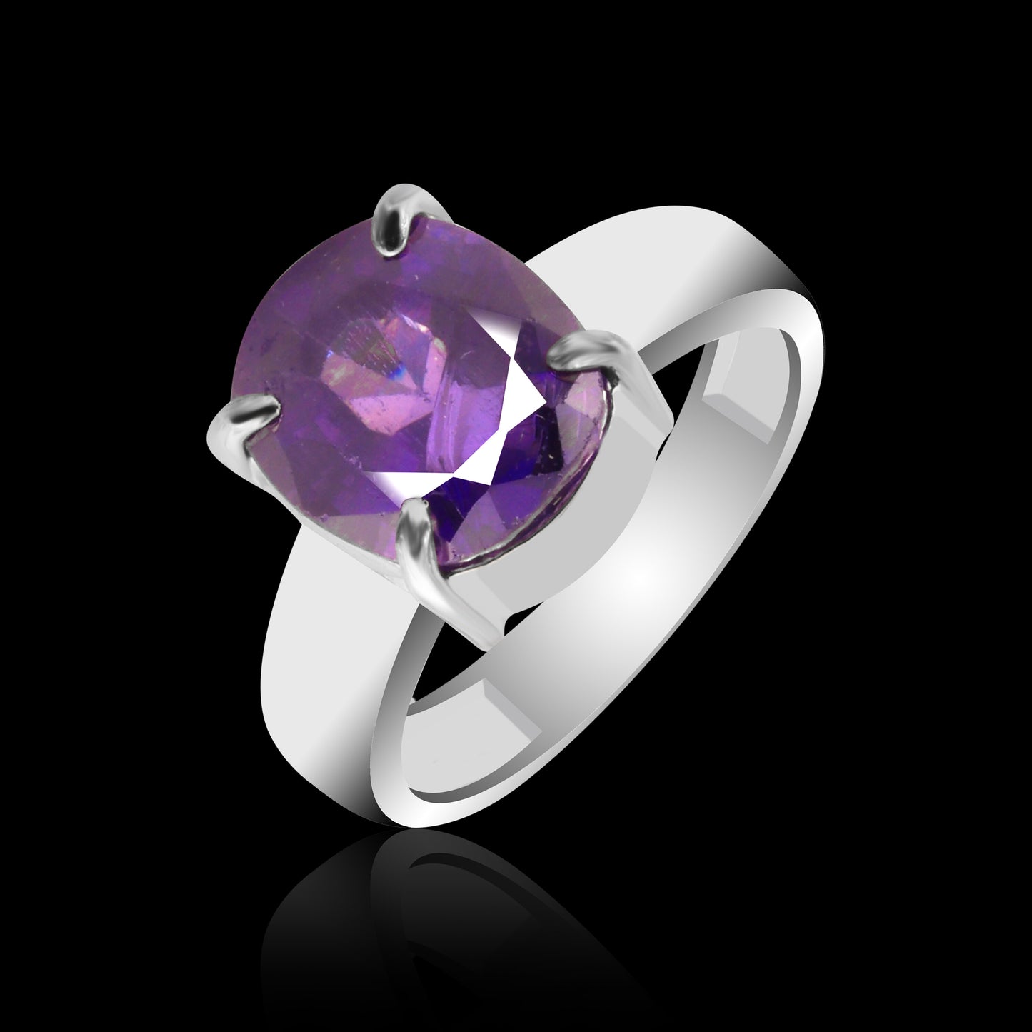 3.80 Ct. Amethyst Oval Solitaire Ring 925 Sterling Silver Birthday Fine Jewelry