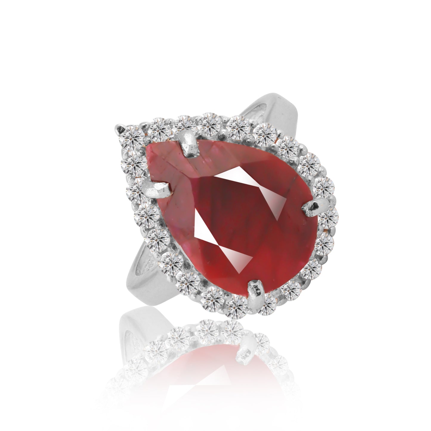 Red Ruby Solitaire Ring 4.70 Ct. Oval Cut 925 Sterling Silver Stackable Band
