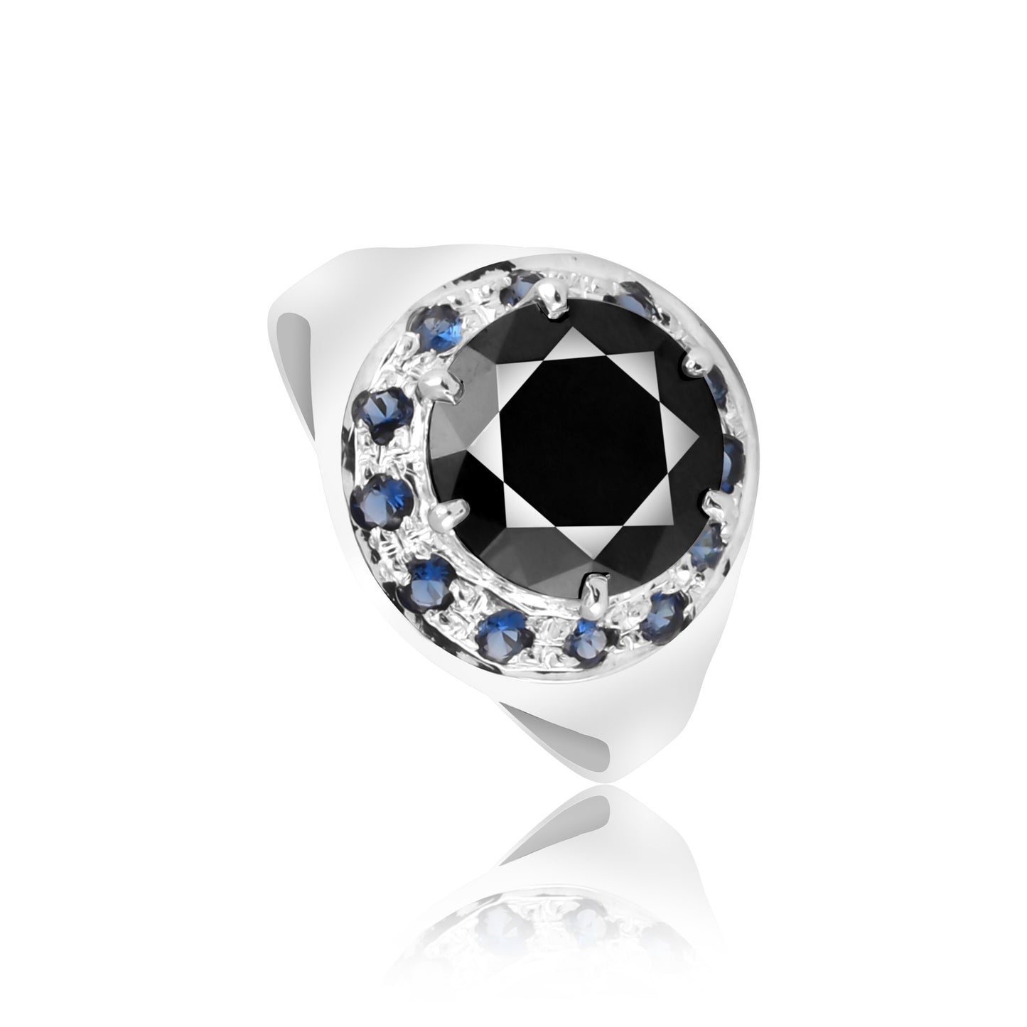 7.50 Ct. Moissanite & Sapphire Round Cut Ring 925 Sterling Silver Women Fine Jew