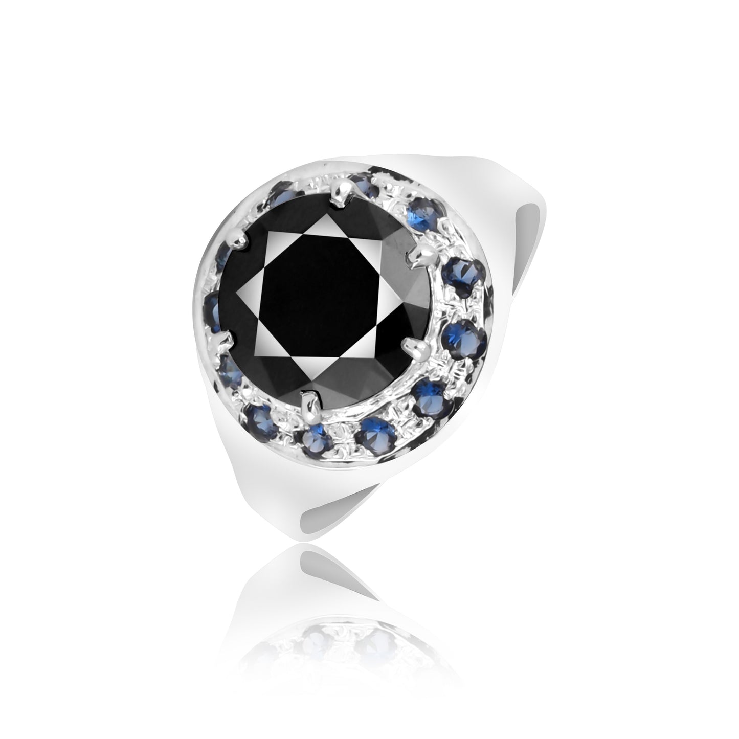7.50 Ct. Moissanite & Sapphire Round Cut Ring 925 Sterling Silver Women Fine Jew
