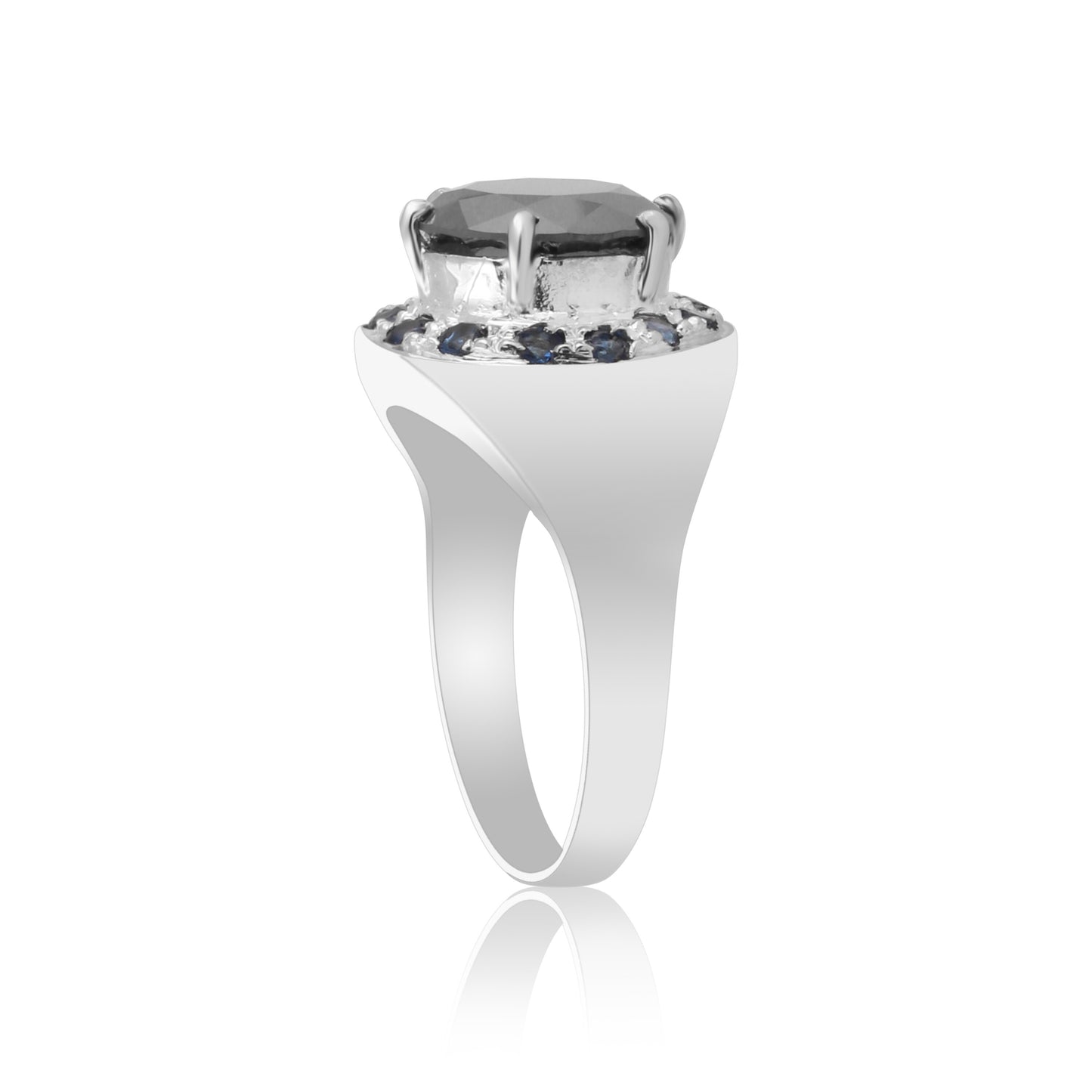 7.50 Ct. Moissanite & Sapphire Round Cut Ring 925 Sterling Silver Women Fine Jew