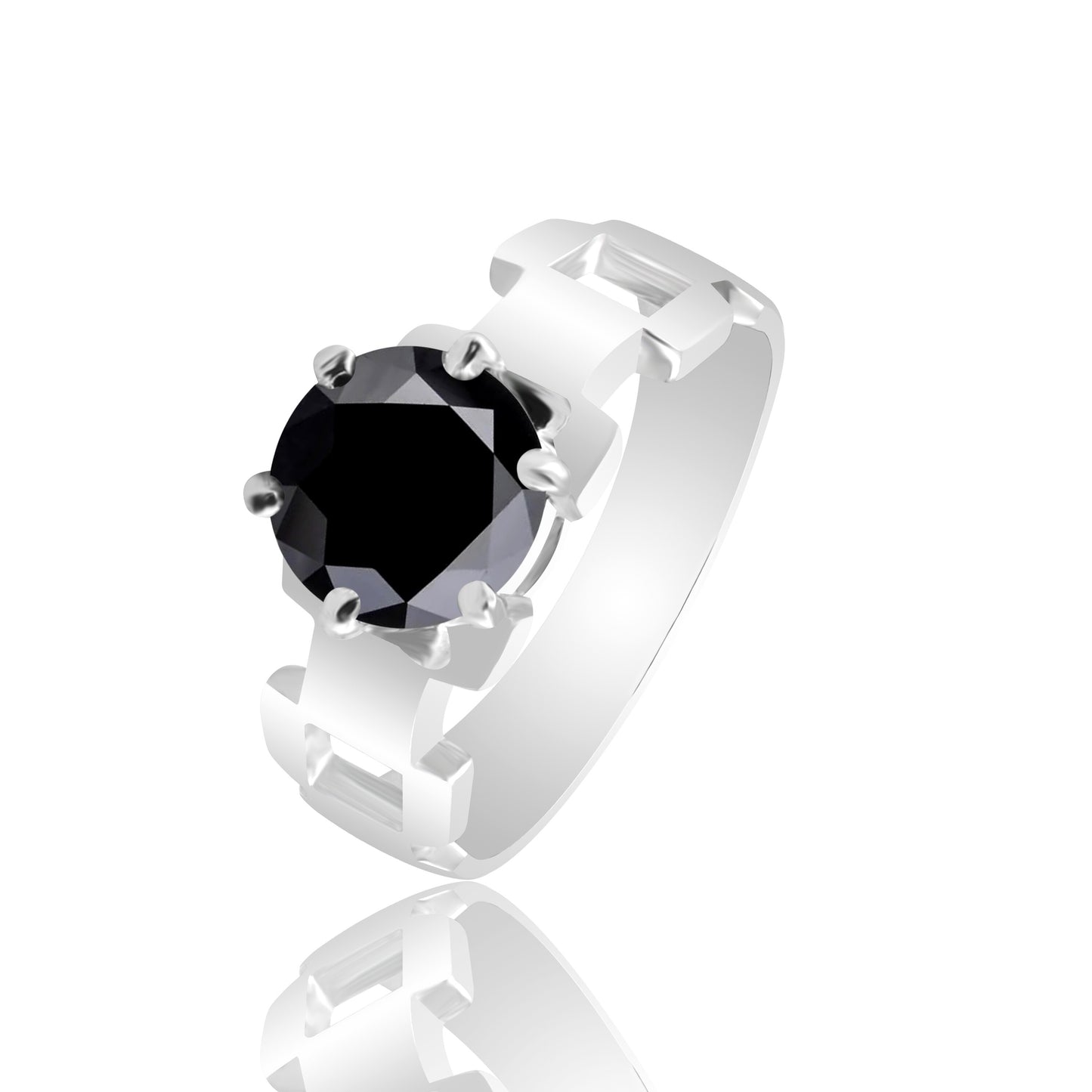 Black Moissanite Round Ring 6.50 Ct. 925 Sterling Silver Stackable Eternity Band