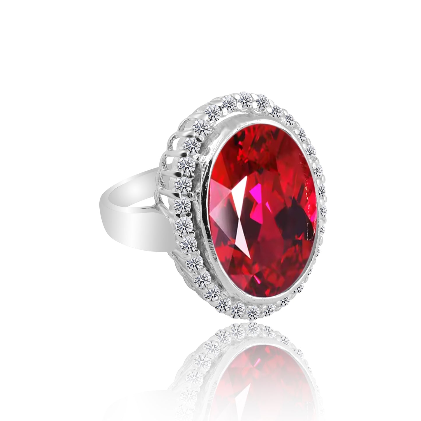 Ruby Oval Cut Ring 7.80 Ct. 925 Sterling Silver Gift for Her Women for Women