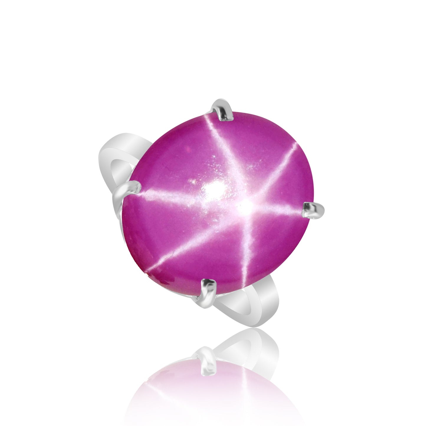 Pink Ruby Oval Cabochon Cut Solitaire Ring 6.60 Ct. 925 Sterling Silver Gift for
