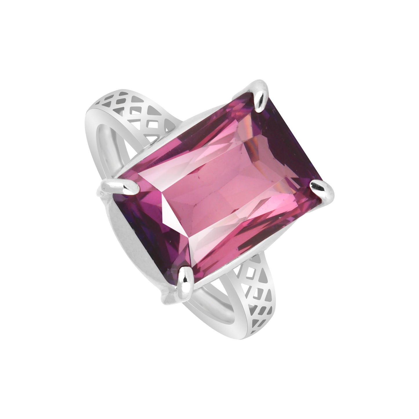 4.90 Ct. Amethyst Emerald Solitaire Ring 925 Sterling Silver Wedding Fine Jewelr