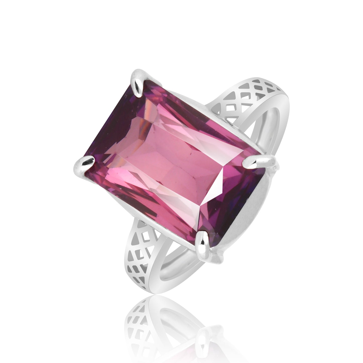 4.90 Ct. Amethyst Emerald Solitaire Ring 925 Sterling Silver Wedding Fine Jewelr