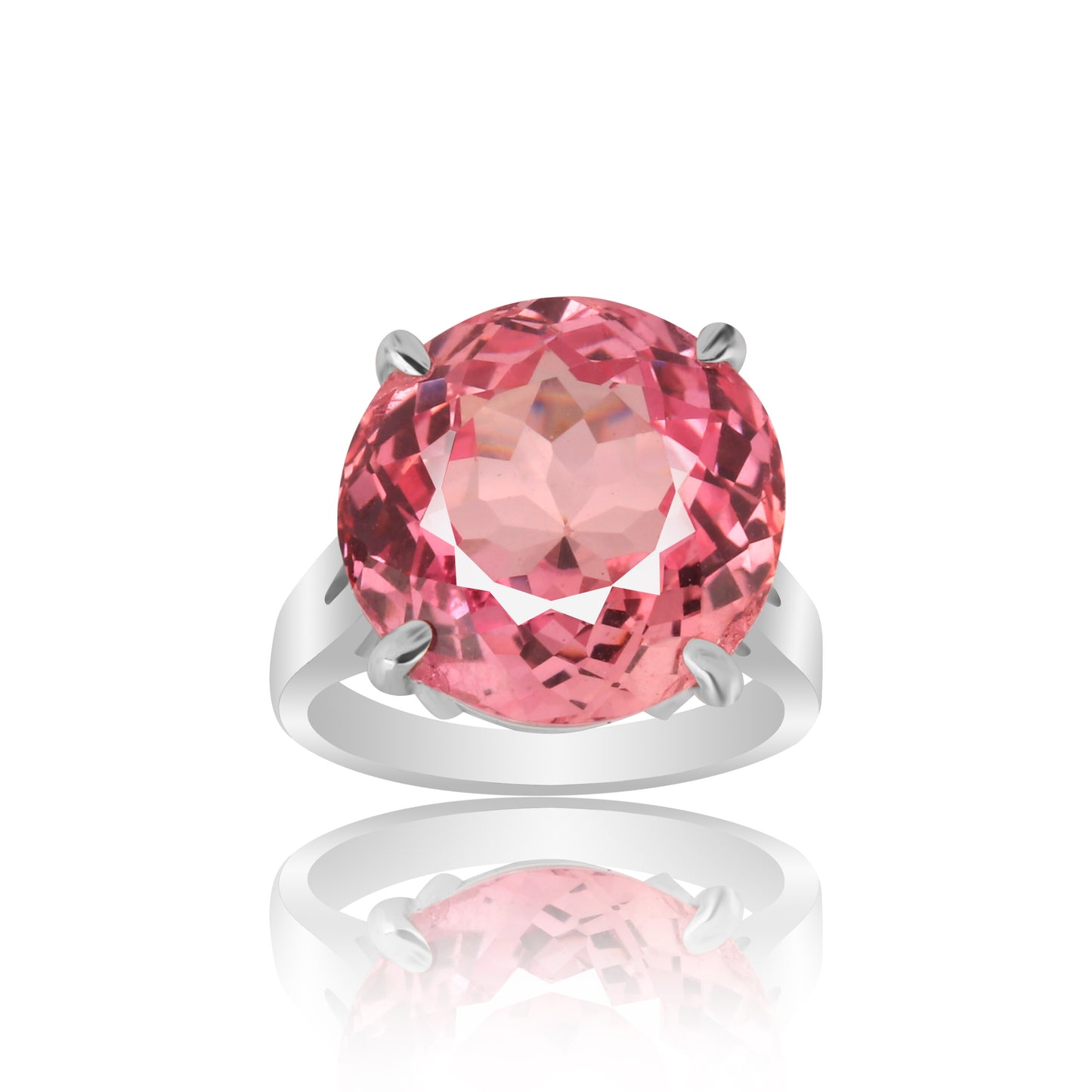 Tourmaline Round Solitaire Gemstone Ring 3.80 Ct. 925 Sterling Silver Women Gift