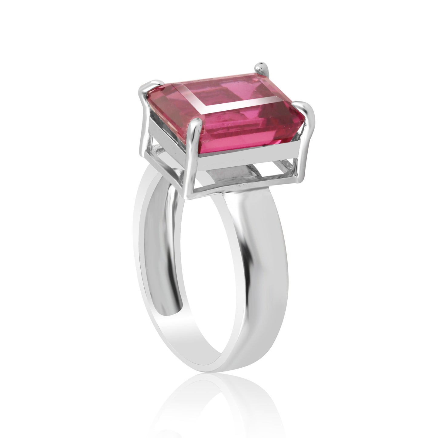 Emerald Cut Ruby Ring 5.50 Ct. 925 Sterling Silver Eternity Band Gift for Her