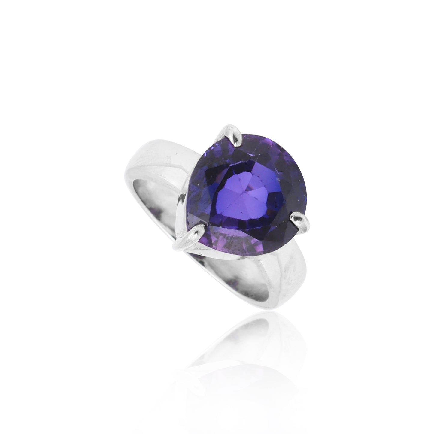 Purple Amethyst Solitaire Ring 3.65 Ct. Round Cut 925 Sterling Silver Stackable
