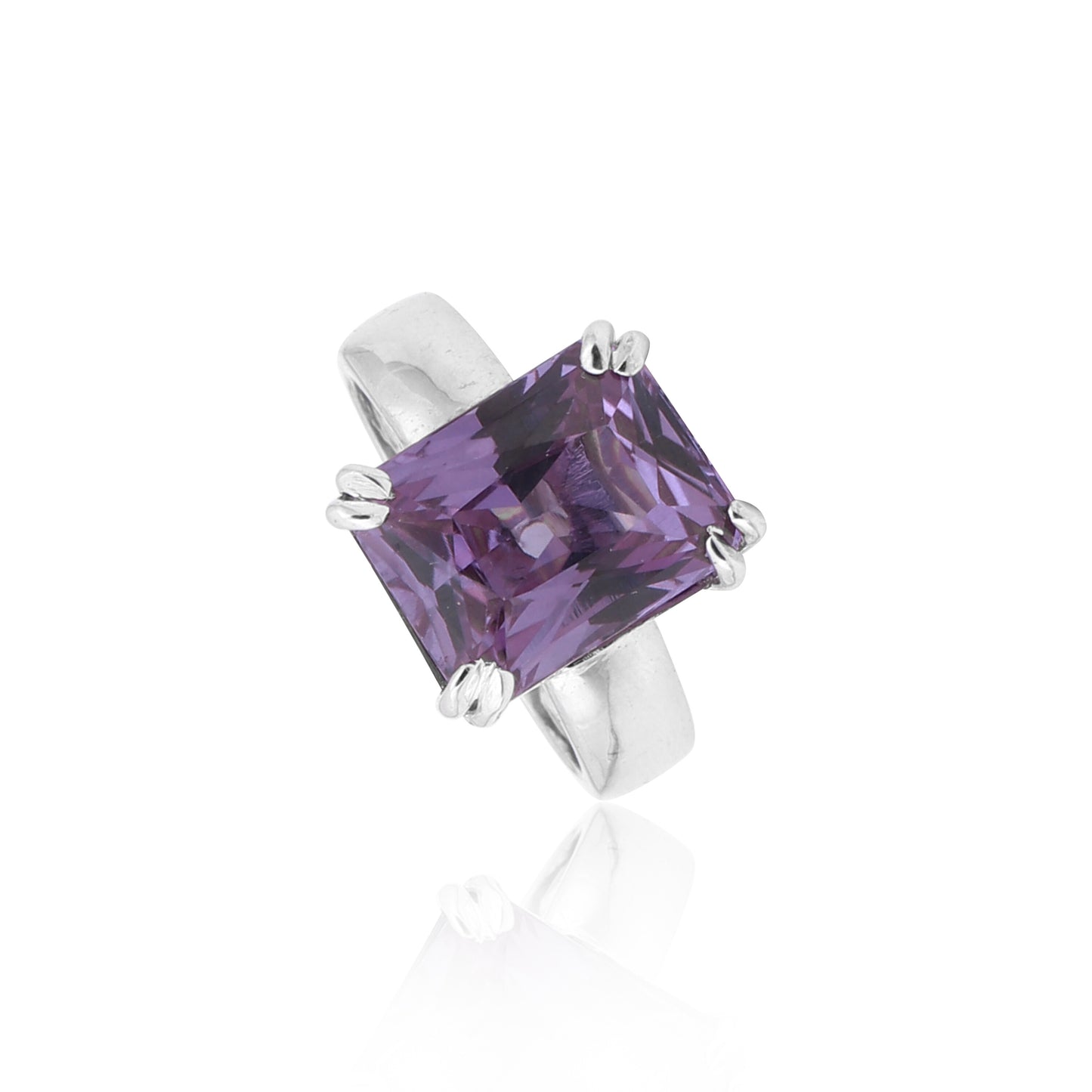 3.80 Ct. Amethyst Emerald Cut Ring 925 Sterling Silver Women Fine Jewelry