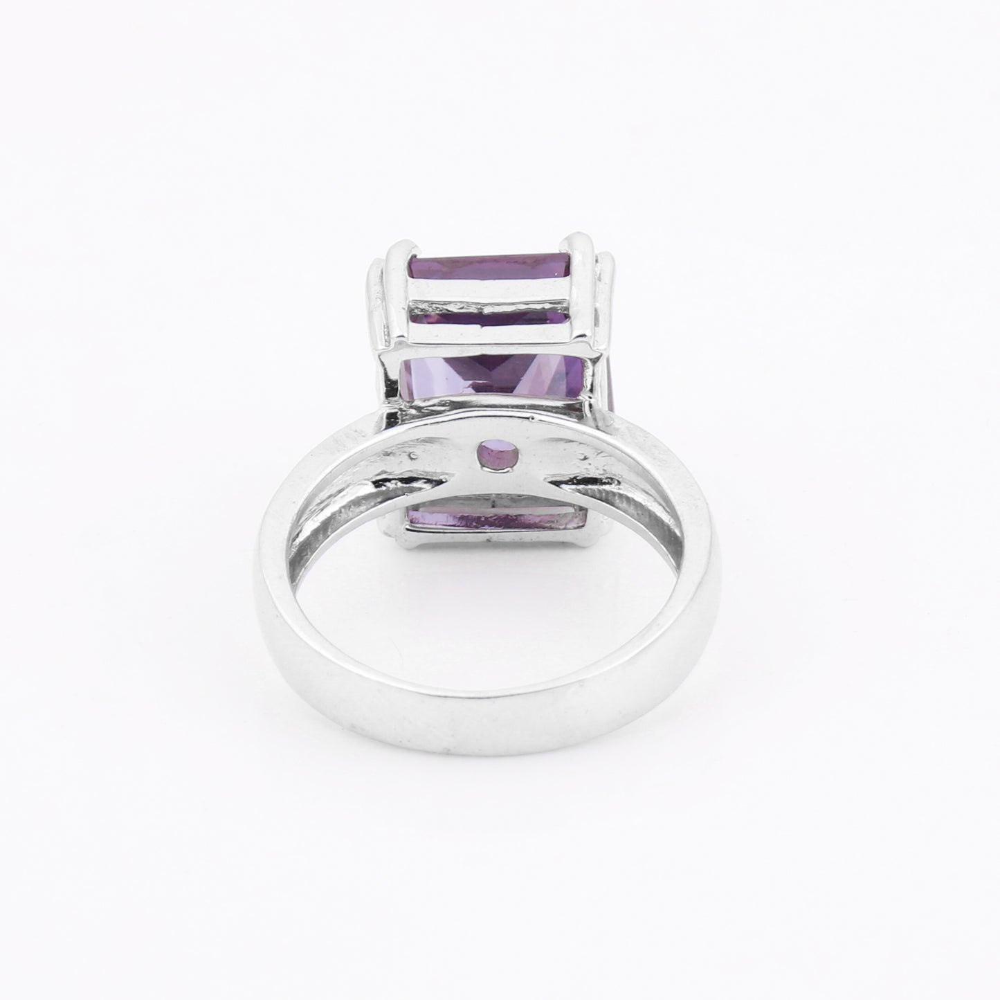 3.80 Ct. Amethyst Emerald Cut Ring 925 Sterling Silver Women Fine Jewelry