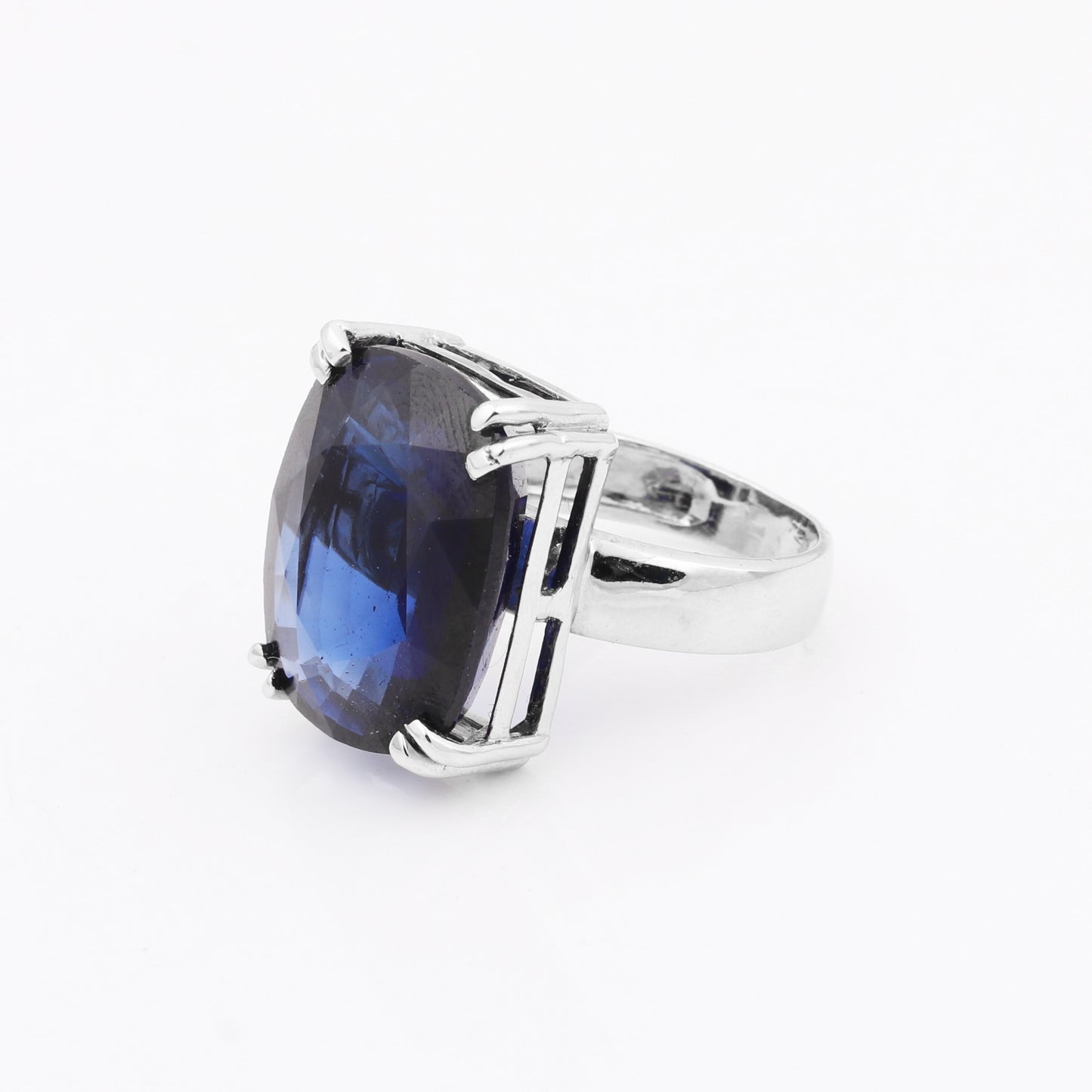 Sapphire Gemstone Ring 4.80 Ct. Cushion Cut 925 Sterling Silver Wedding Gift Her