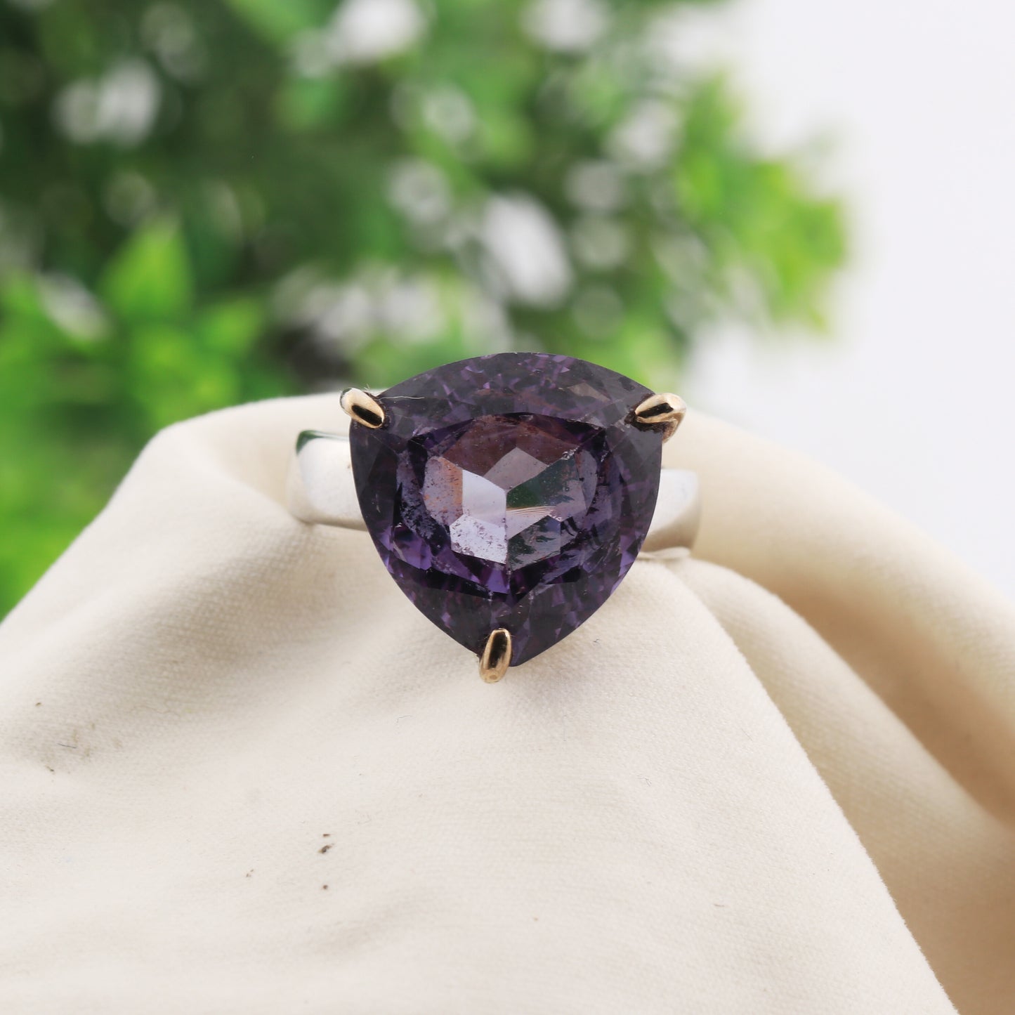 Amethyst Trillion Cut Ring 2.50 Ct. 925 Sterling Silver Gift for Her Women