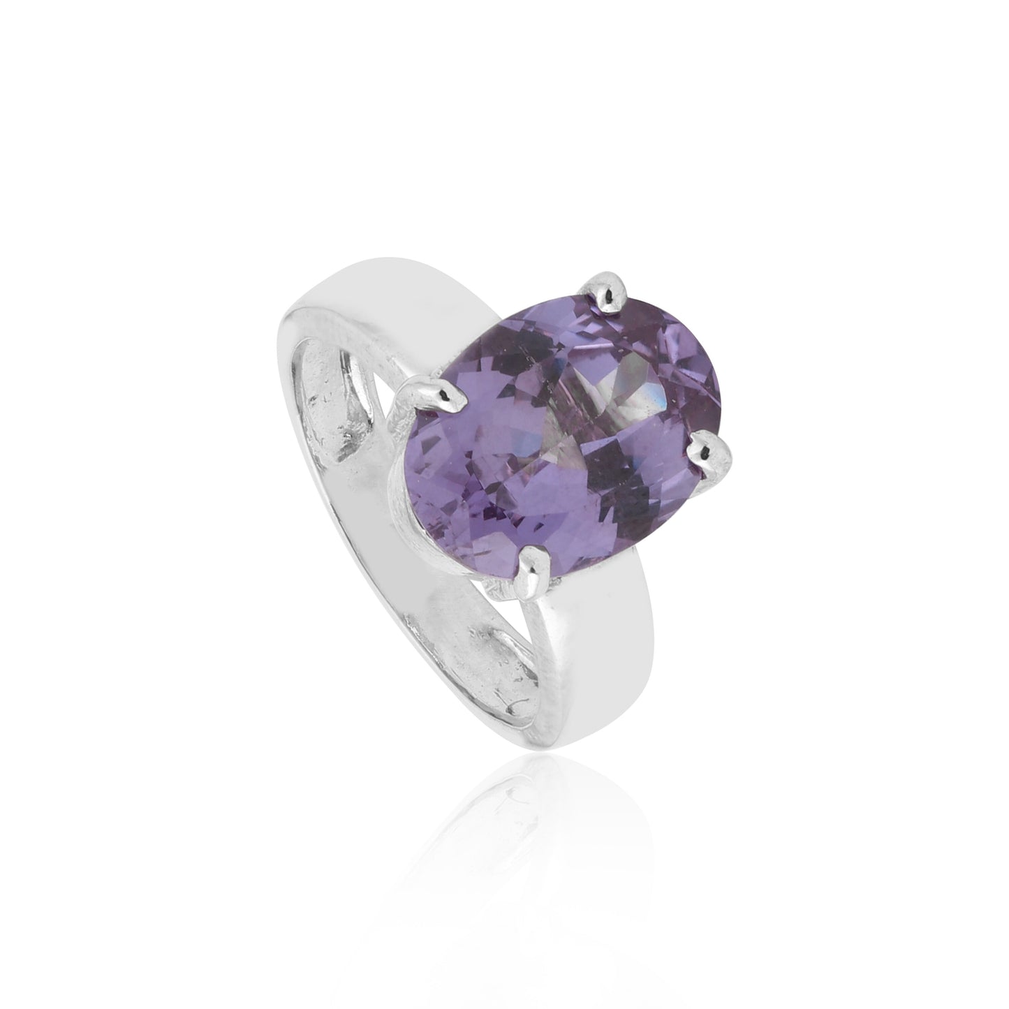 3.00 Ct. Purple Amethyst Ring Oval Cut 925 Sterling Silver Eternity Band Fine Gi