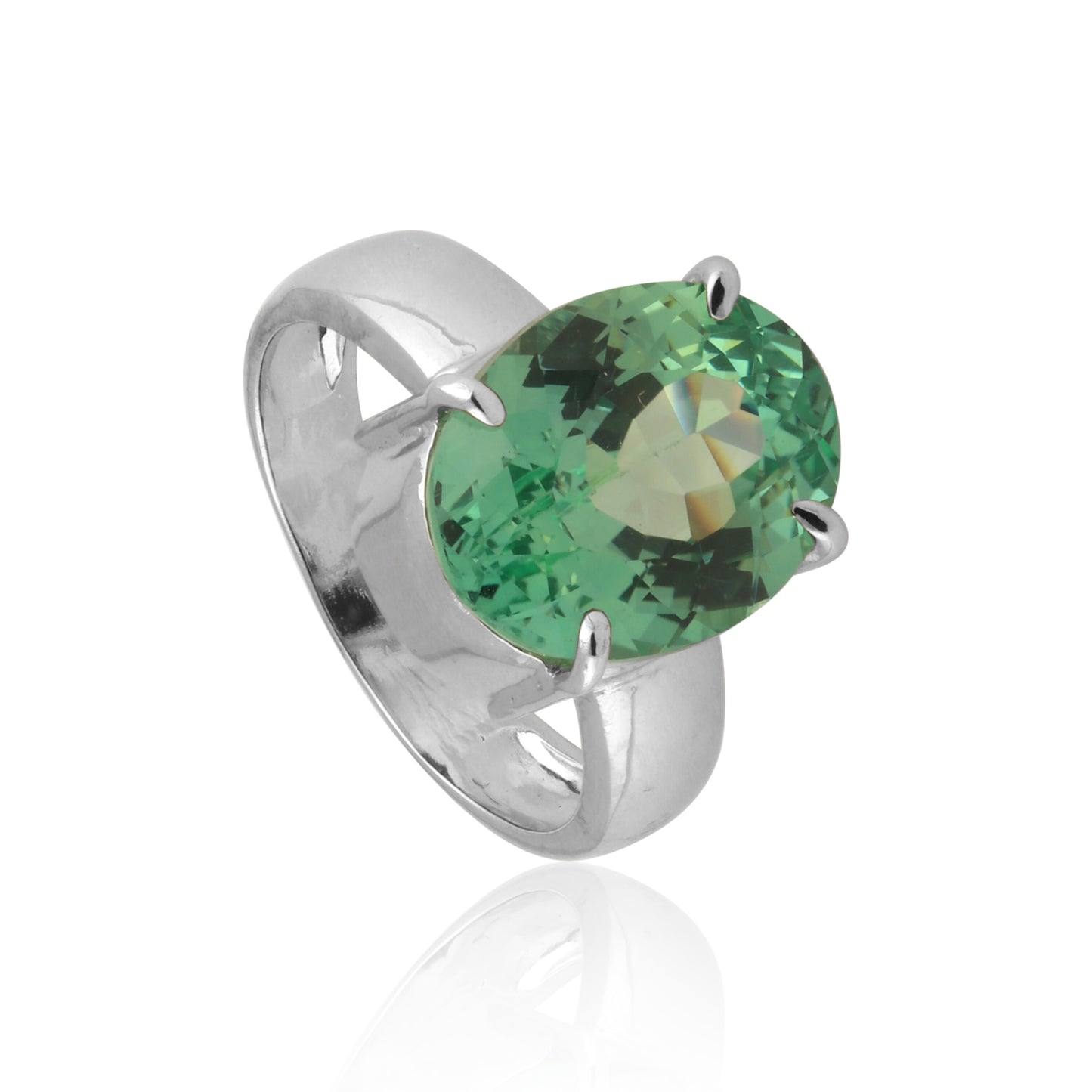 Green Amethyst Oval Ring 7.00 Ct. 925 Sterling Silver Stackable Eternity Band Gi