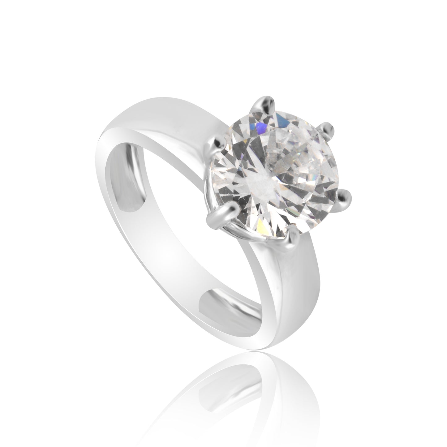 Moissanite Round Solitaire Ring 3.00 Ct. 925 Sterling Silver Engagement Fine Jew