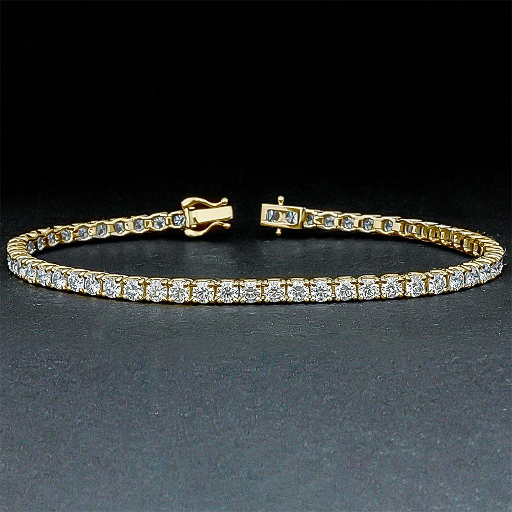 18k Yellow Gold 5.50Ct Round Certified Lab Grown/CVD Diamond Tennis Bracelet - GEMHUB & CO.