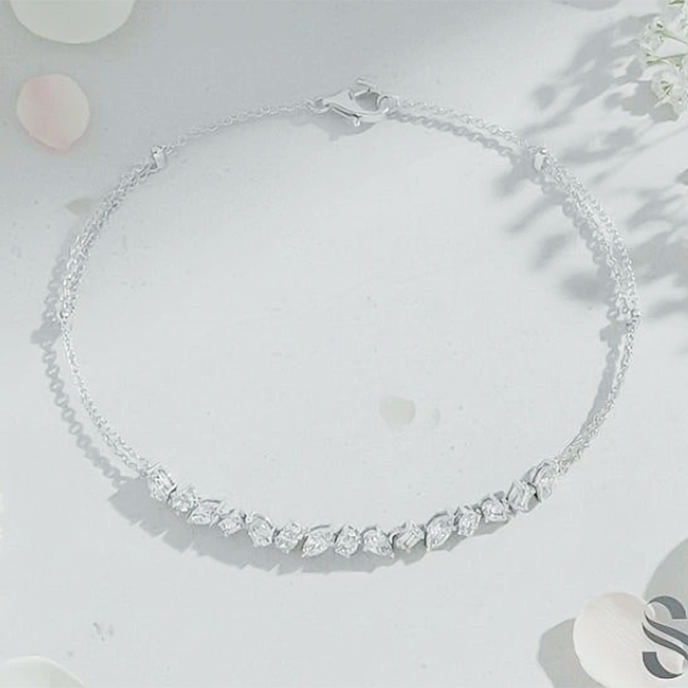Fancy Charm Marquise Cut Natural Diamond Wedding Chain Tennis Bracelet 14k Gold - GEMHUB & CO.