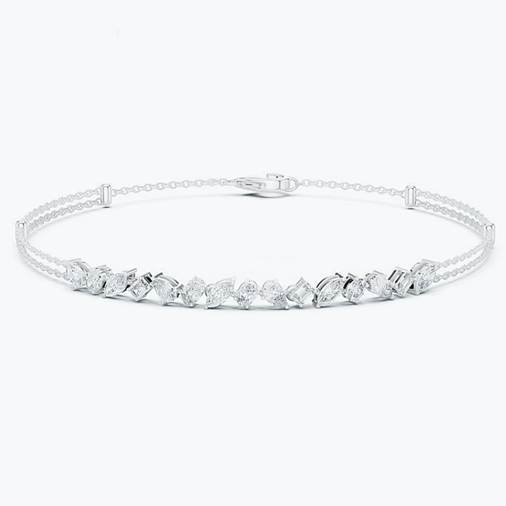 Fancy Charm Marquise Cut Natural Diamond Wedding Chain Tennis Bracelet 14k Gold - Image 2 - GEMHUB & CO.