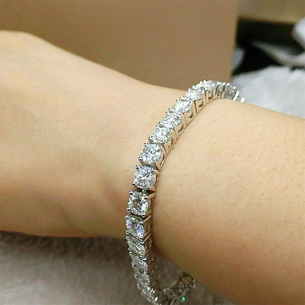 Luxury Bridal Tennis Bracelet Wedding Gift 14K White Gold Round Natural Diamond - GEMHUB & CO.