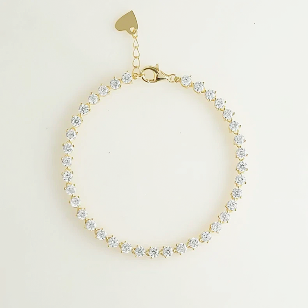 Valentine Special 3Ct Round IGI Natural Diamond Tennis Bracelet 14k Yellow Gold - Image 4 - GEMHUB & CO.