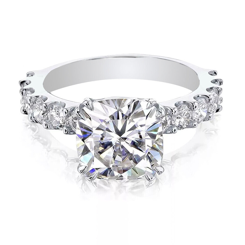 3.50 Ct Cushion Cut Off White Moissanite Ring in – Gift for Wife 18K Gold Plated Ve 18K Gold Plated