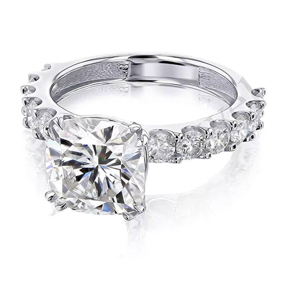 3.50 Ct Cushion Cut Off White Moissanite Ring in – Gift for Wife 18K Gold Plated Ve 18K Gold Plated