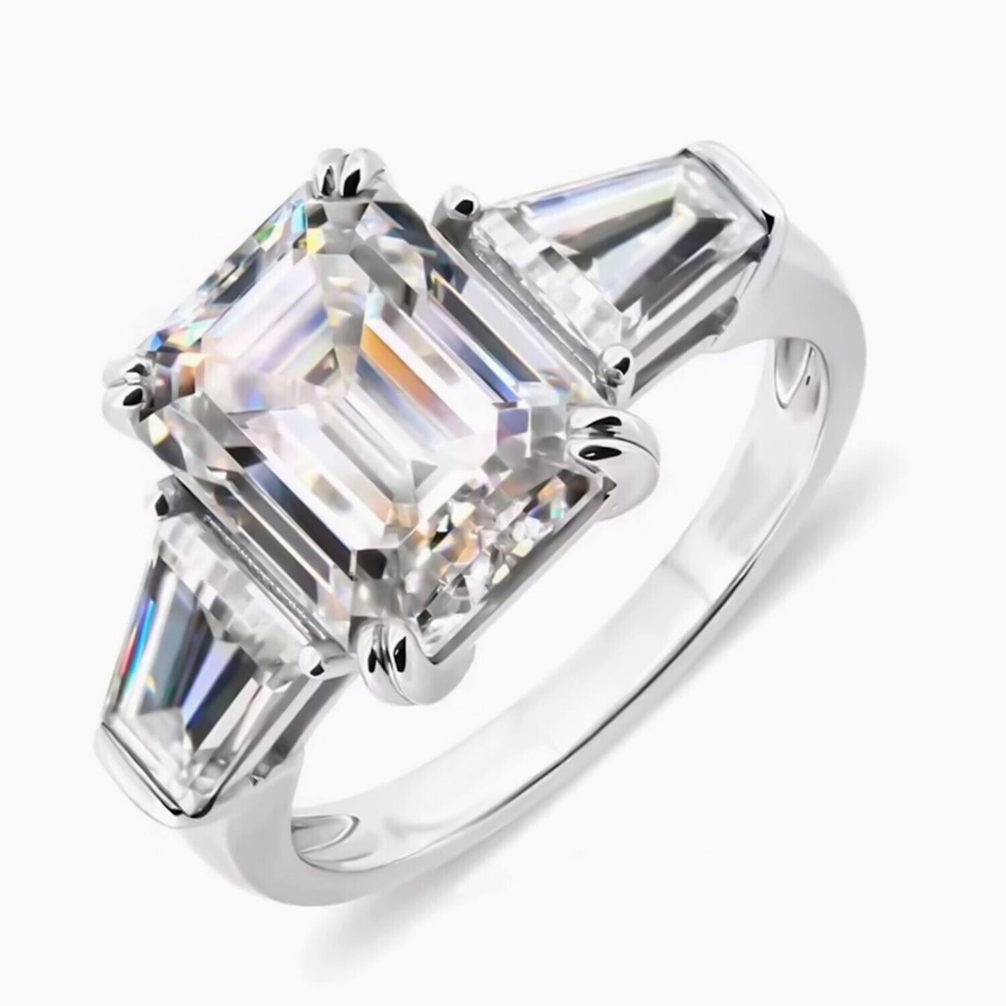 9.40 Ct Treated Off White Moissanite Ring in Birthday Gift for Her 18K Gold Plated 18K Gold Plated