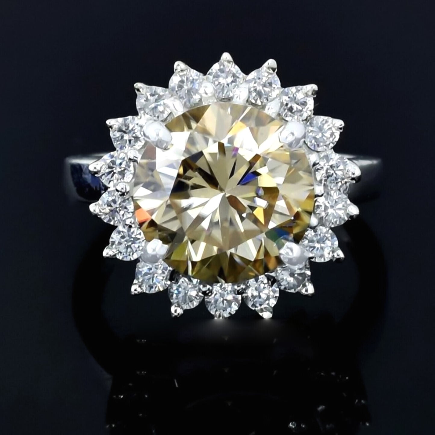 5.40 Ct Champagne Solitaire Moissanite Ring in – 4th of July Gift 18K Gold Plated V 18K Gold Plated