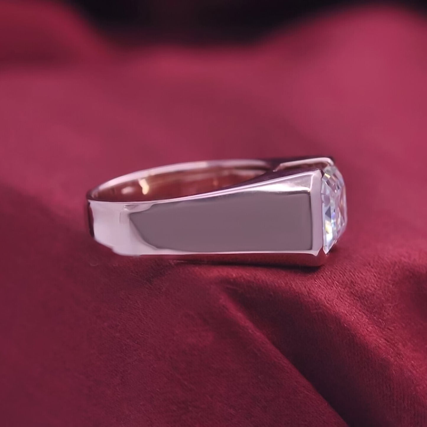6.55 Ct Emerald Cut Off White Moissanite Ring – Bridal Special 18K Gold Plated Verm 18K Gold Plated