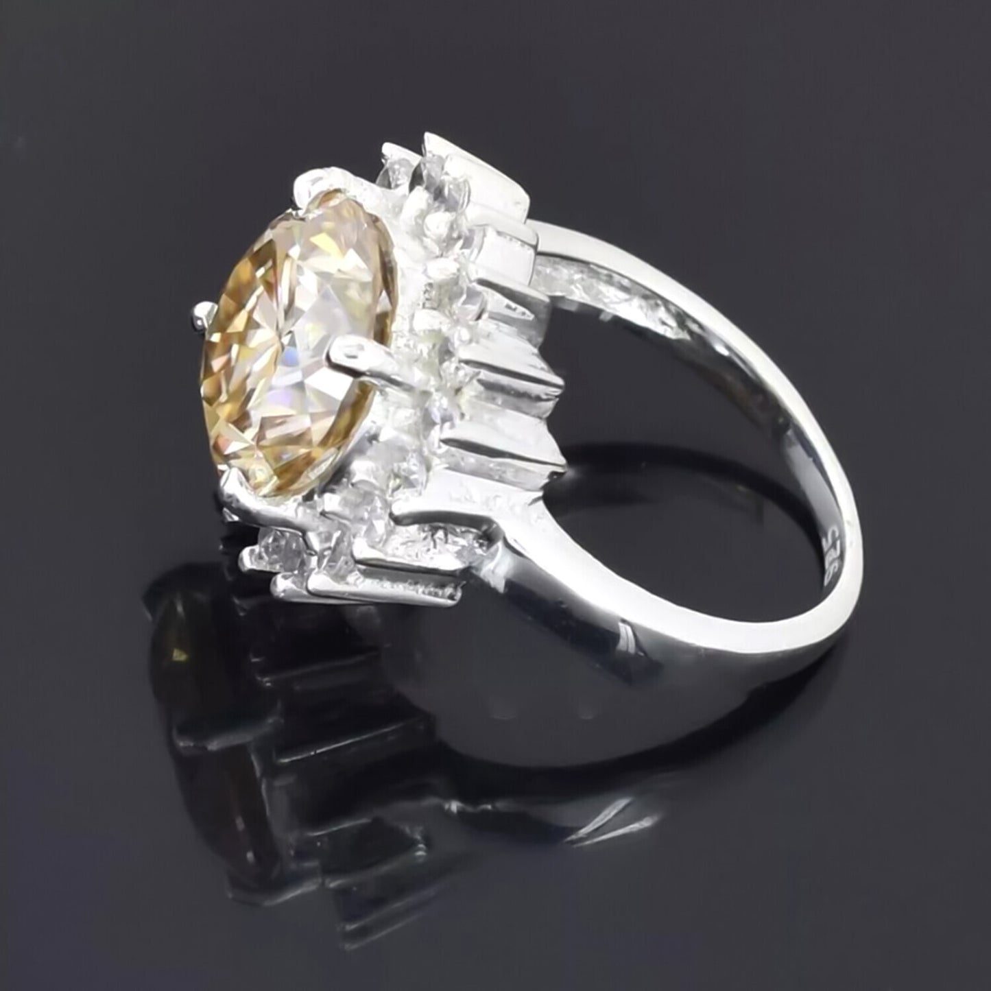 5.40 Ct Champagne Solitaire Moissanite Ring in – 4th of July Gift 18K Gold Plated V 18K Gold Plated