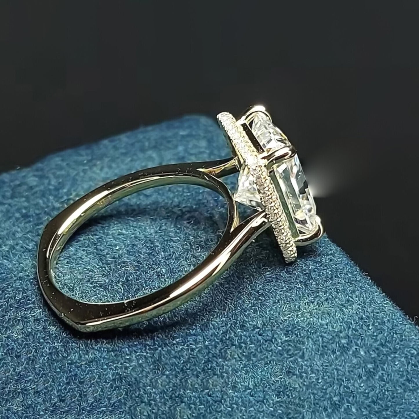 3.90 Ct Radiant Cut Off White Moissanite Ring in – Summer Gift 18K Gold Plated Verm 18K Gold Plated