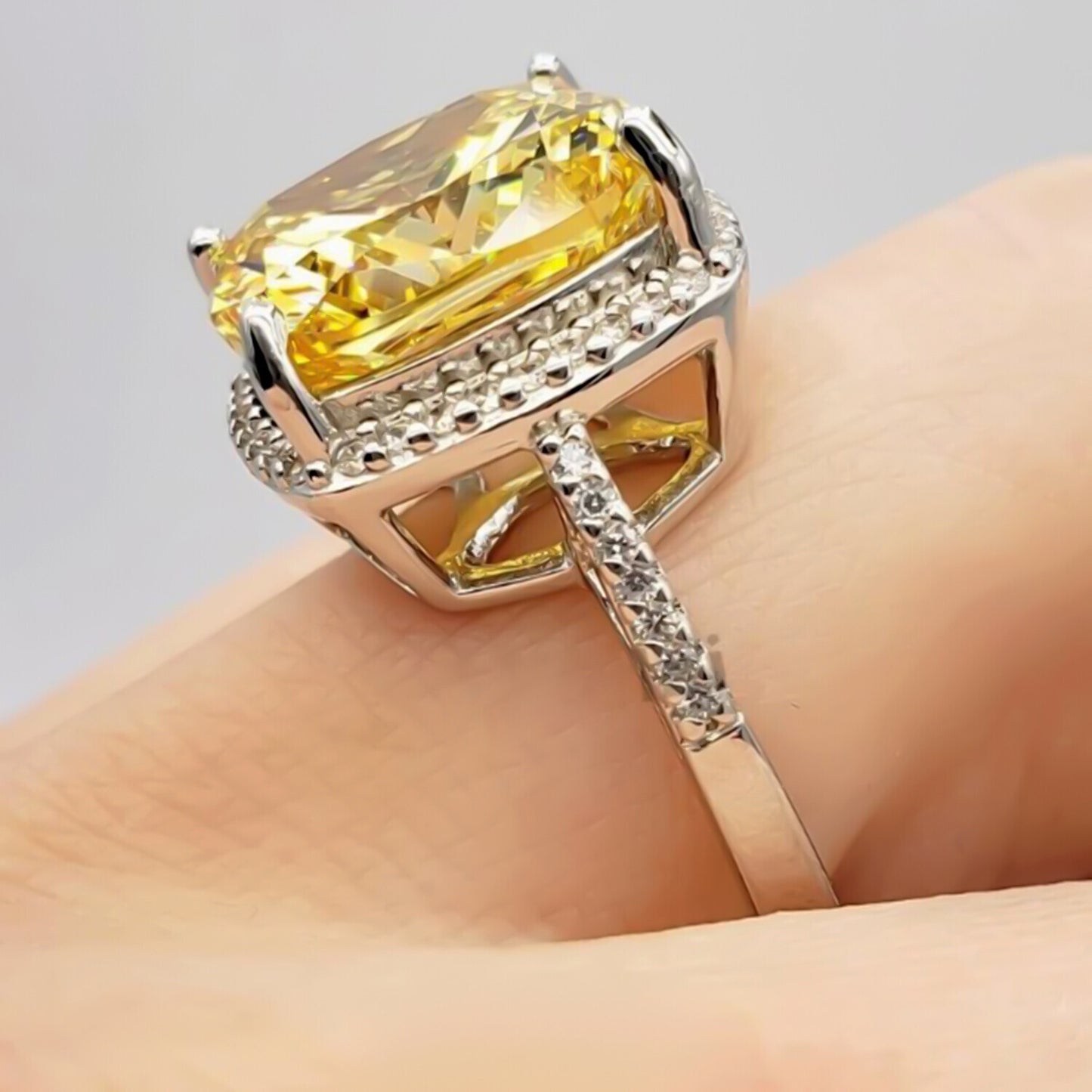 8.40 Ct Champagne Moissanite Ring in Prong Set Gift for Her Shine 18K Gold Plated V 18K Gold Plated