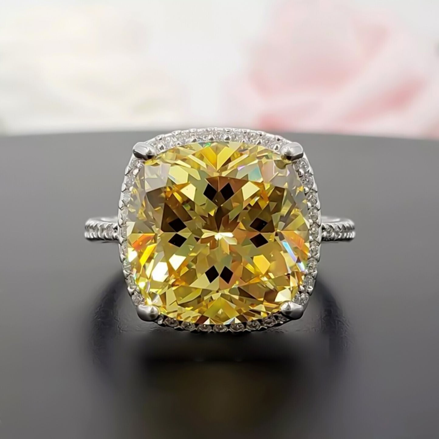 8.40 Ct Champagne Moissanite Ring in Prong Set Gift for Her Shine 18K Gold Plated V 18K Gold Plated