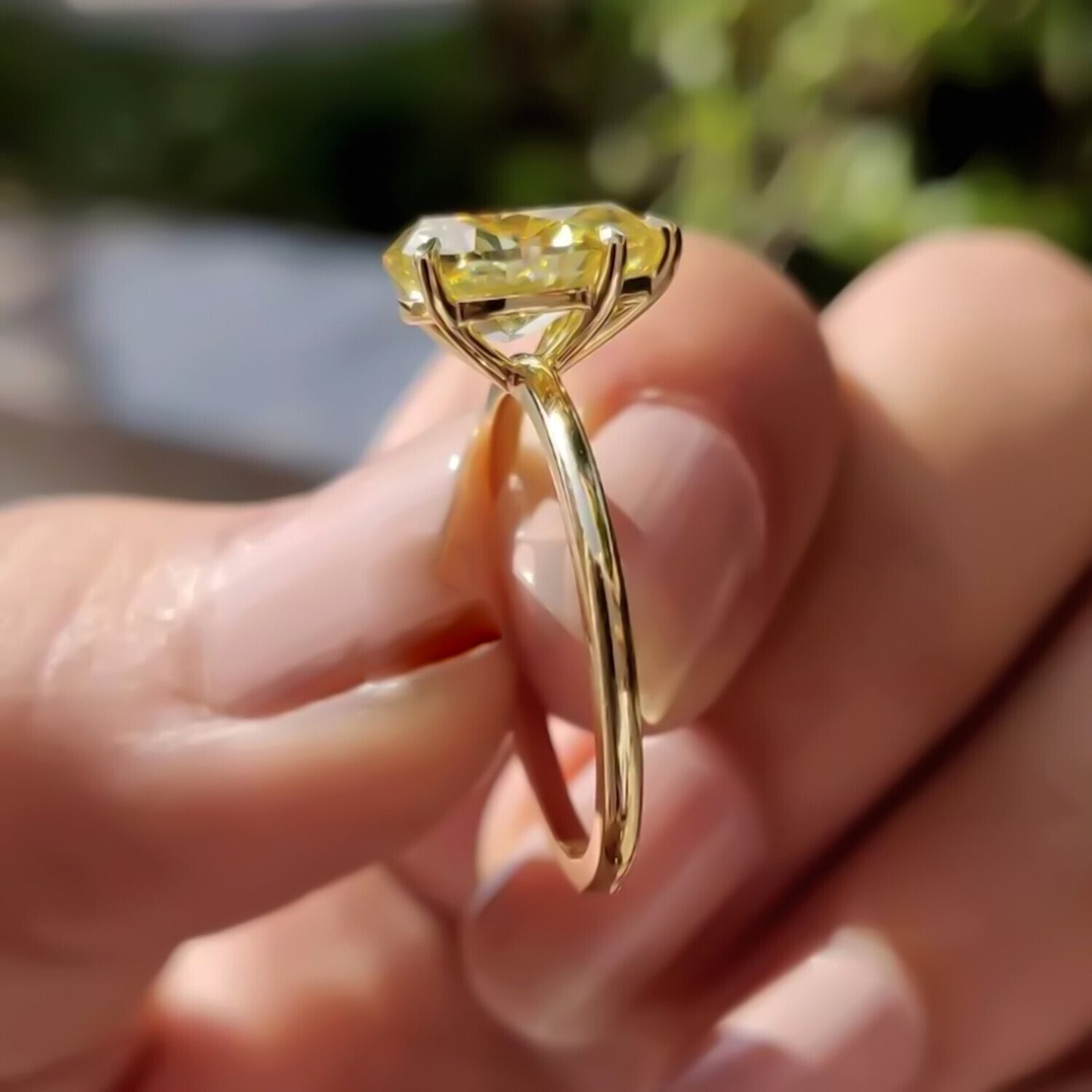 6.50 Ct Champagne Treated Moissanite Solitaire Ring Gift for Wife 18K Gold Plated V 18K Gold Plated