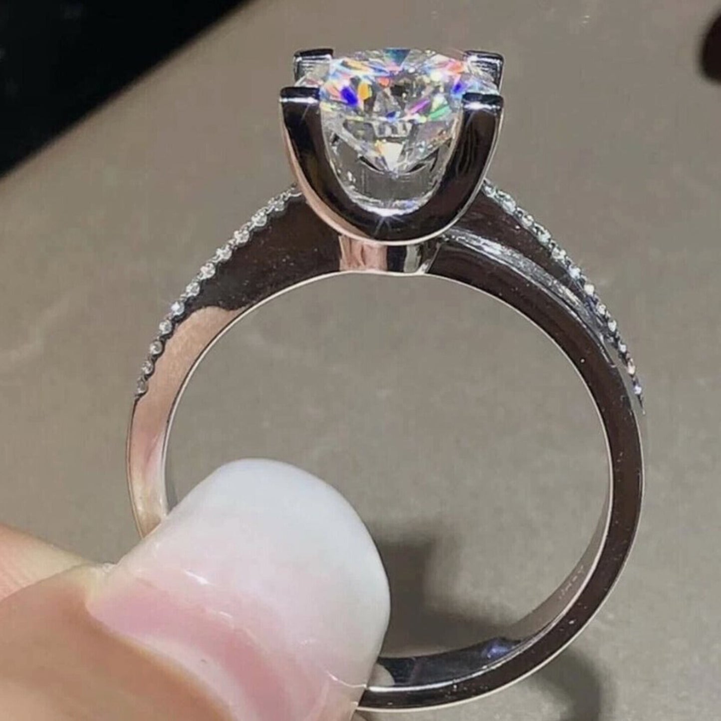 2.90 Ct Cushion Cut White Moissanite Ring – Birthday Gift for Her 18K Gold Plated V 18K Gold Plated