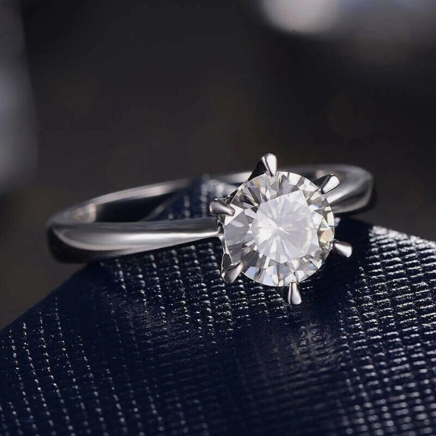 2.20 Ct White Moissanite Engagement Certified Ring – Anniversary Gift 18K Gold Plat 18K Gold Plated