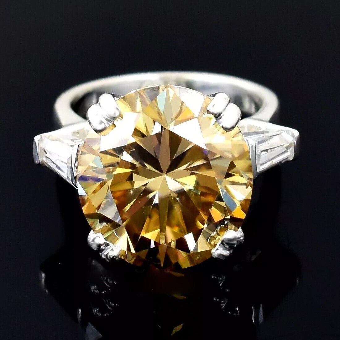 6.70 Ct Champagne Moissanite Ring in – Unique Wedding Gift Idea 18K Gold Plated Ver 18K Gold Plated