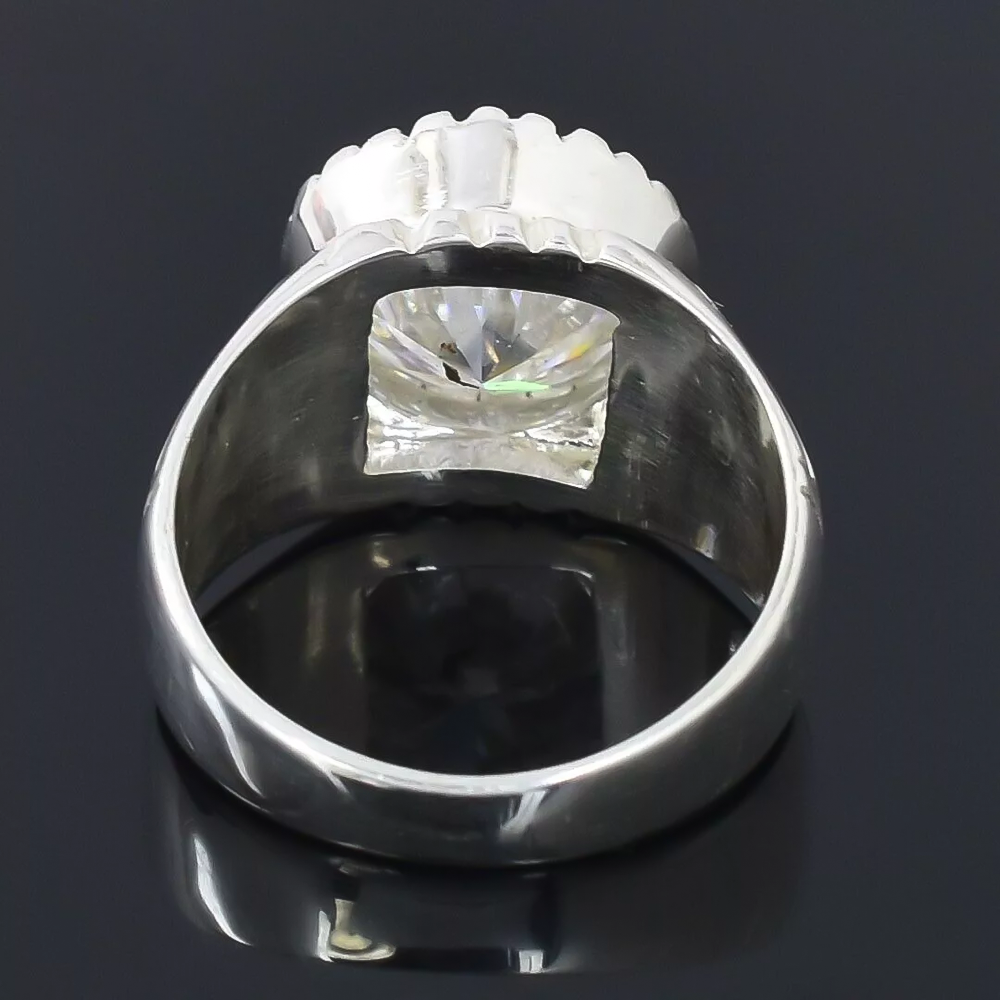 6.35 Ct Off White Round Moissanite Ring – Shine Gift for Women 18K Gold Plated Verm 18K Gold Plated