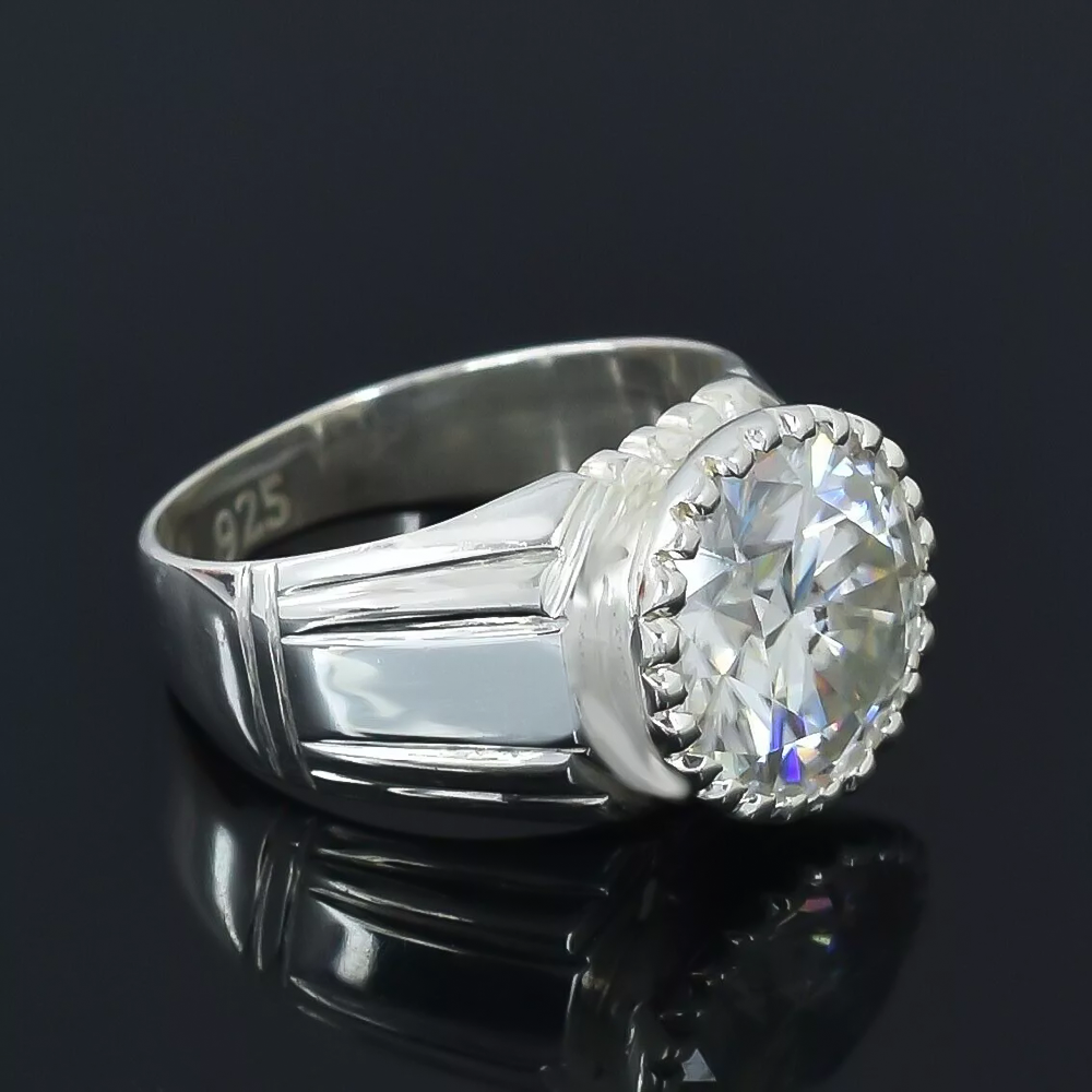 6.35 Ct Off White Round Moissanite Ring – Shine Gift for Women 18K Gold Plated Verm 18K Gold Plated