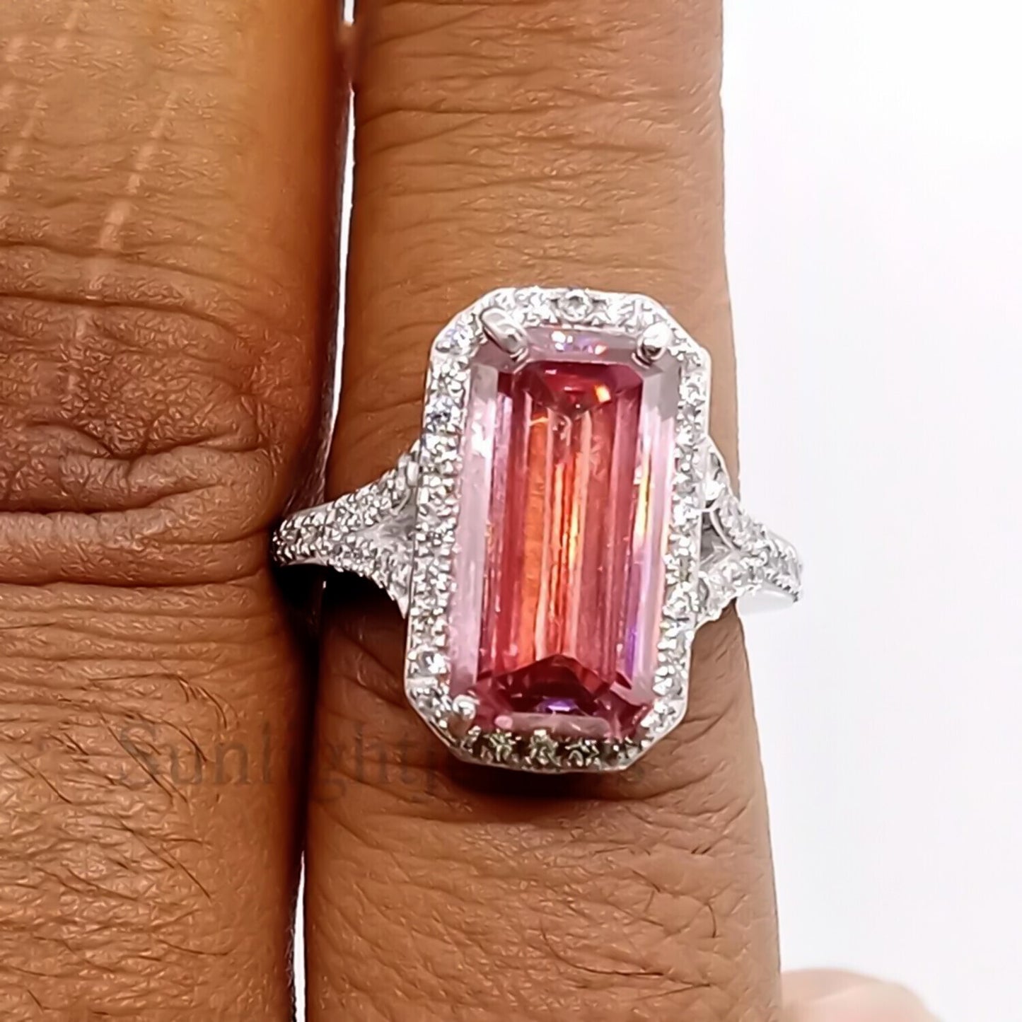 6.50 Ct Pink Moissanite Solitaire Ring Luxury Gift for Women Birthday 18K Gold Plat 18K Gold Plated