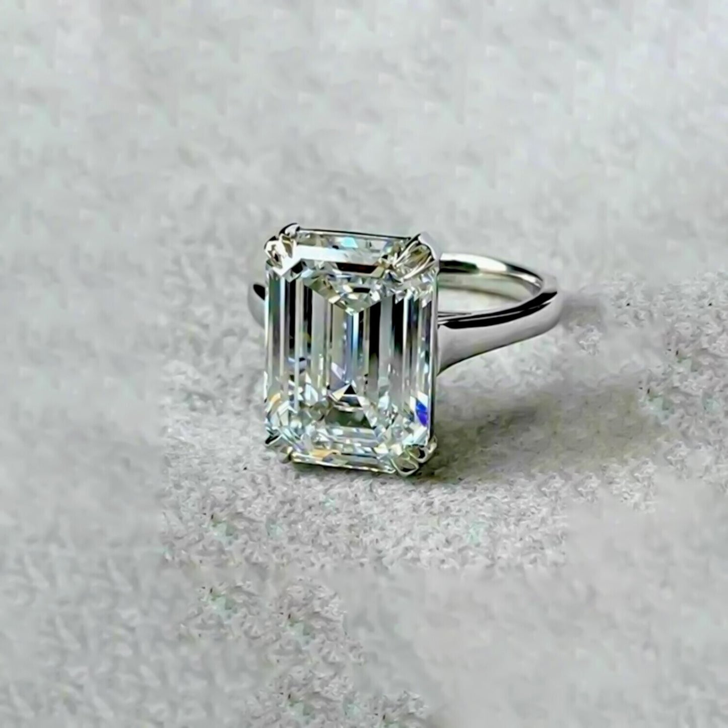 7.10 Ct Emerald Cut Moissanite Ring Wedding Gift for Her July Special 18K Gold Plat 18K Gold Plated