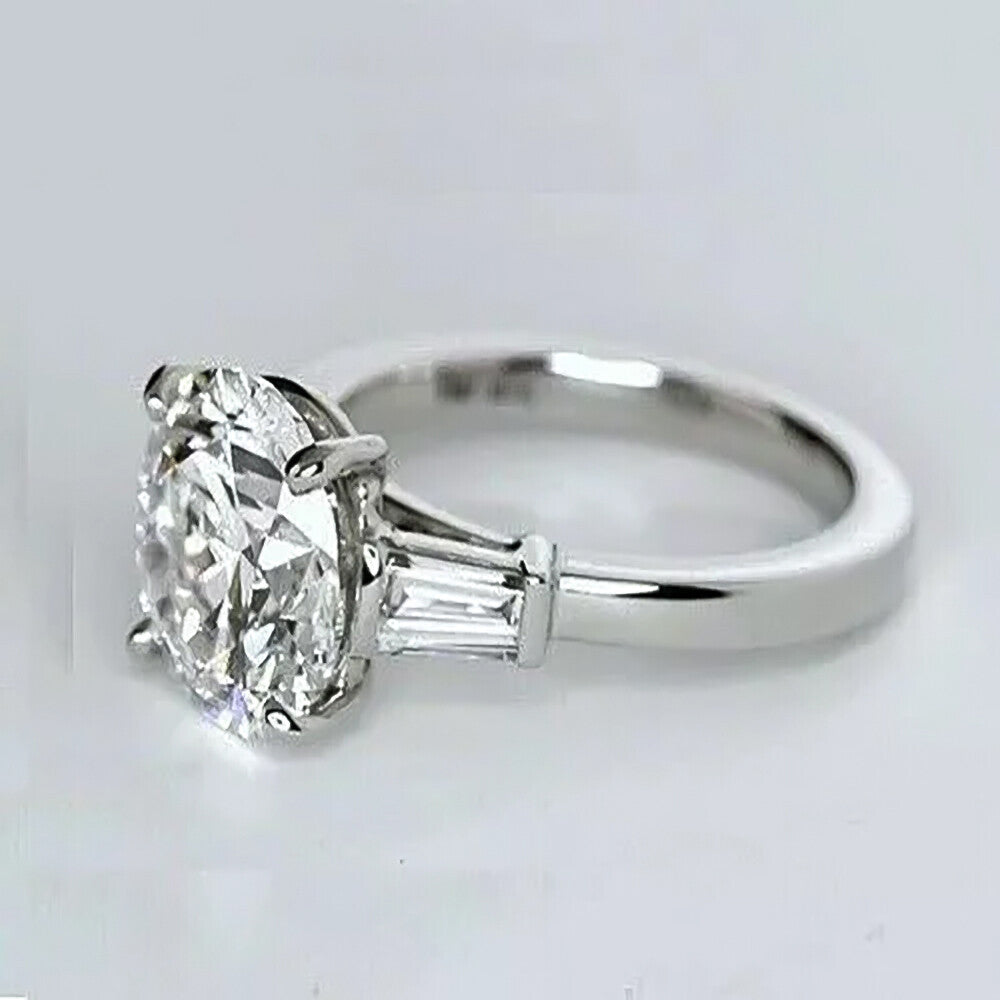 3.50 Ct Round Moissanite Solitaire Ring Bridal Wedding Gift for Women 18K Gold Plat 18K Gold Plated
